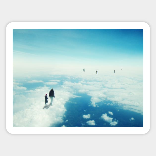 Heaven's already here above the clouds Sticker by Richard George Davis
